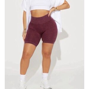 Better Me NEW Small Women Purple Ribbed High Waist Biker Shorts Gym Outdoors